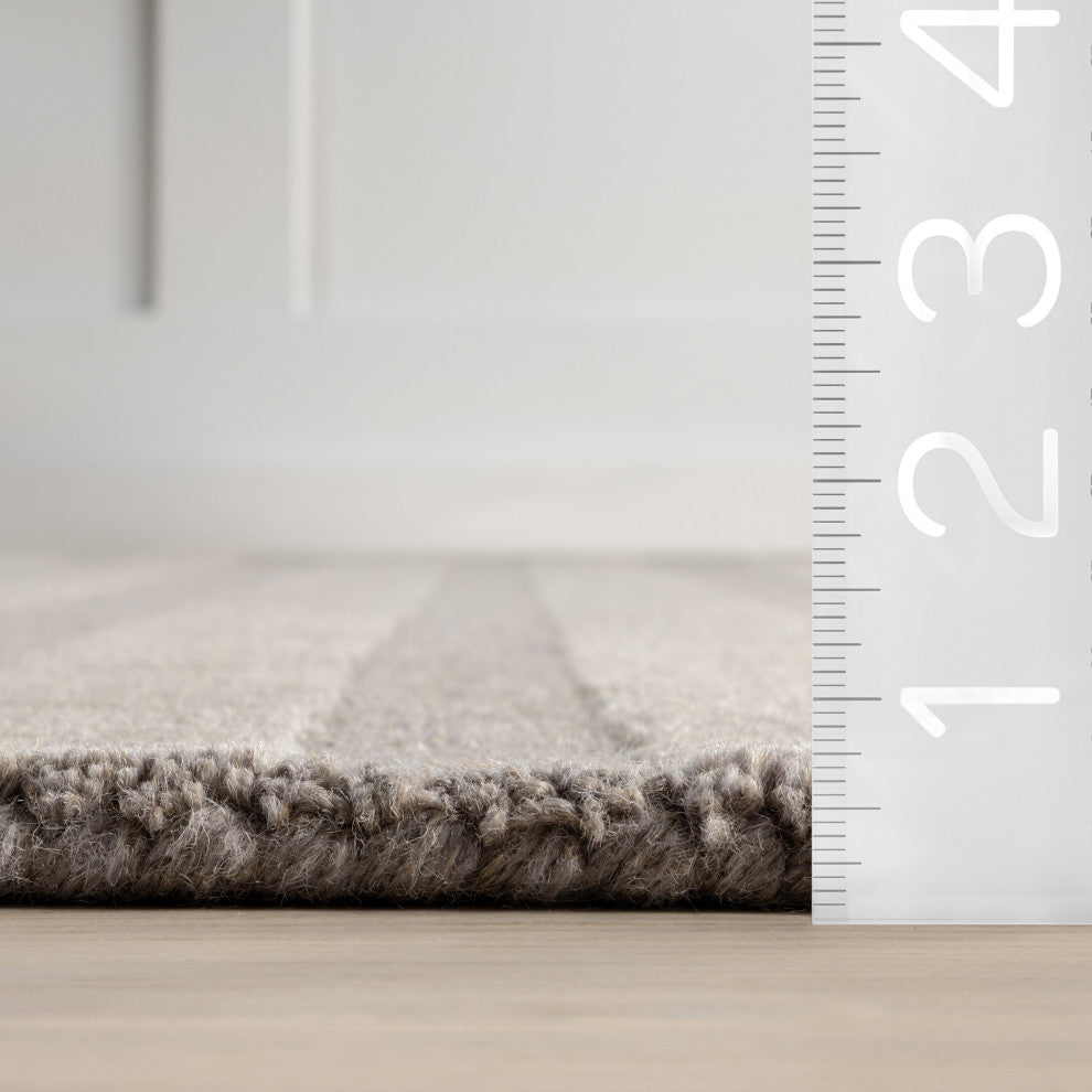 Vestry Striped Wool Area Rug, Bark 5' x 8'