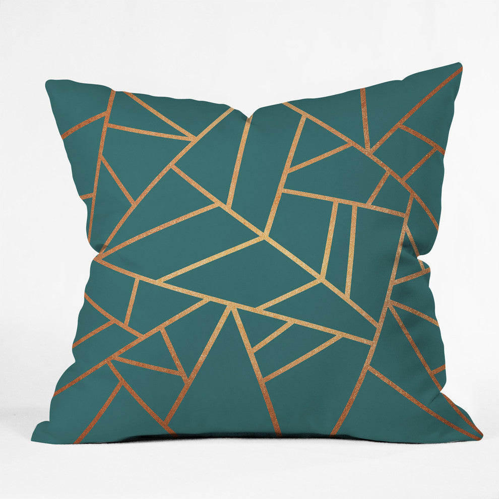 Elisabeth Fredriksson Copper and Teal Throw Pillow, 18"x18"