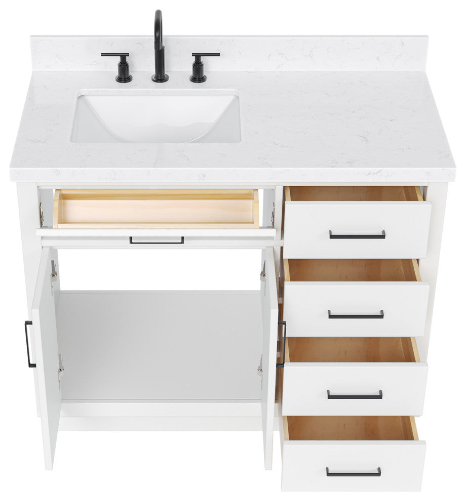 Ariel Hepburn 42" Single Rectangle Sink Vanity, Carrara Quartz