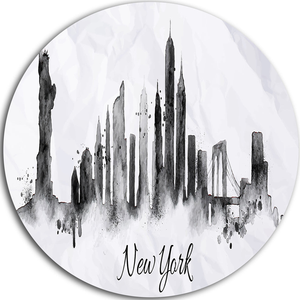 Silhouette Ink New York, Cityscape Disc Metal Artwork, 11"