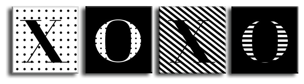 Ready2HangArt 'XOXO' Canvas Art, 4-Pcs: 16" Hx16" W