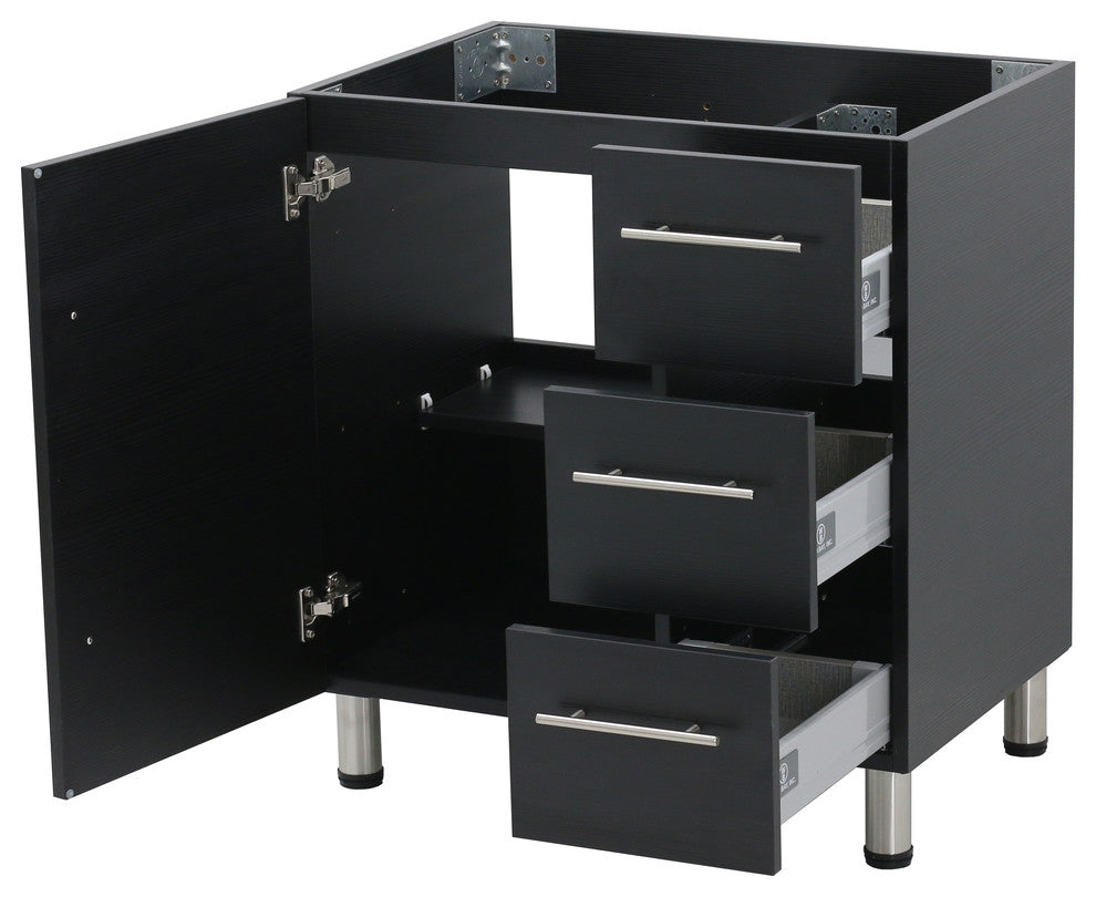 Windbay 30" Free Standing Vanity, Black, White Stone Countertop