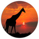 Giraffe Silhouette At Sunset, African Large Disc Metal Wall Art, 38"