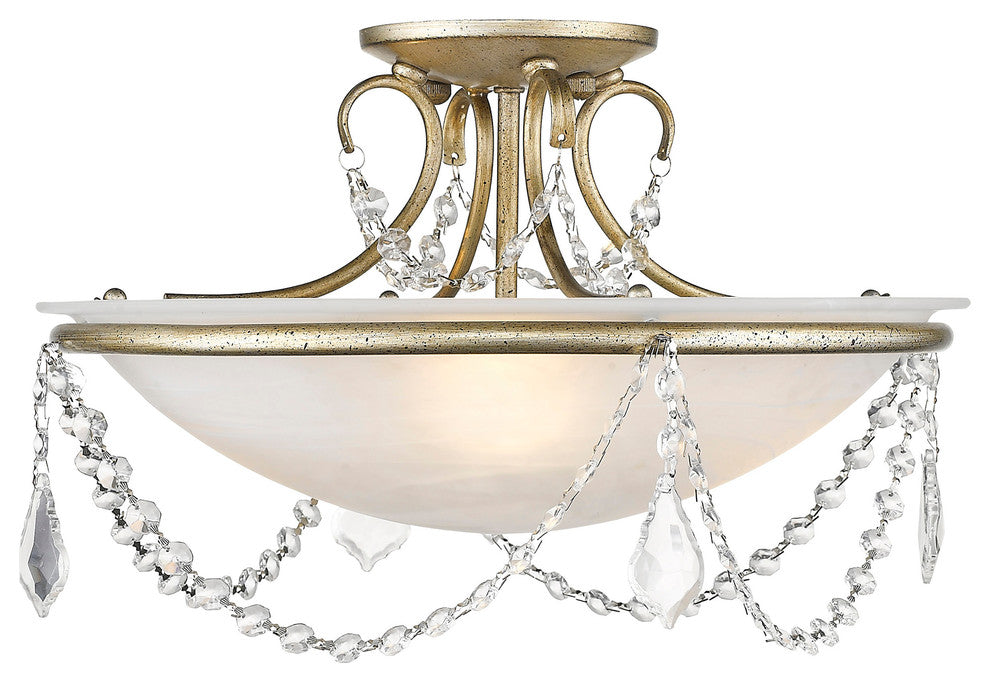 Chesterfield and Pennington Ceiling Mount, Hand-Painted Antique Silver Leaf