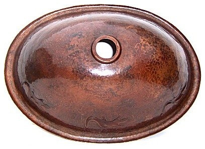 Hammered Oval Lizards Bathroom Copper Sink