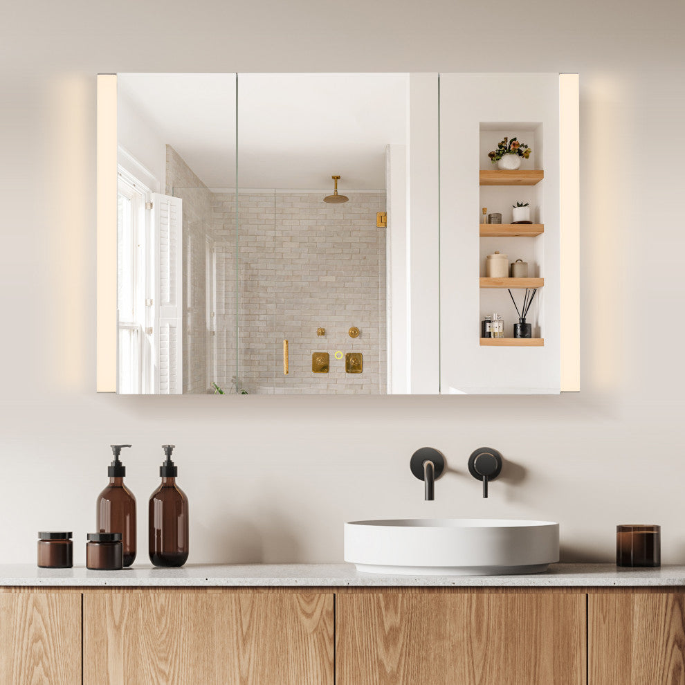 Serra Frameless Surface-Mount LED Lighted Bathroom Medicine Cabinet, 48"