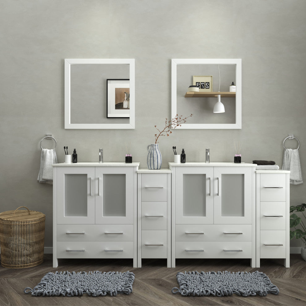 Vanity Art Vanity Set With Ceramic Top, 84"