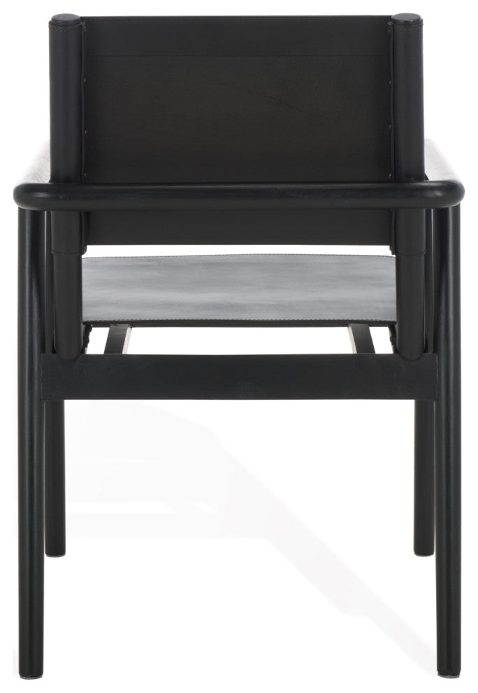 Safavieh Couture Hutson Leather Dining Chair, Black