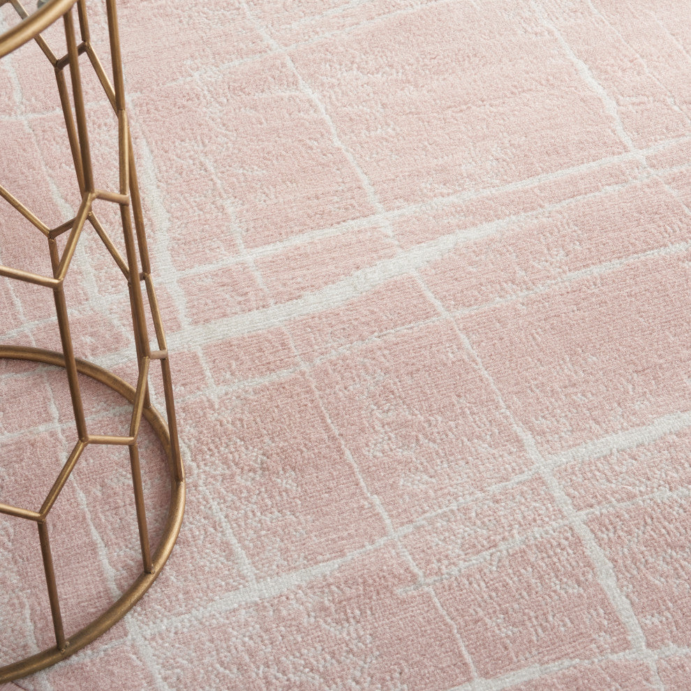 Nourison Whimsicle 5' x Round Pink Ivory Modern Indoor Area Rug