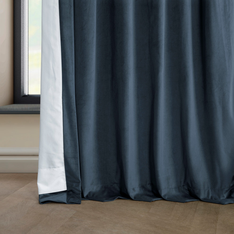 Heritage Plush Velvet Curtain Single Panel, London Blue, 50"x96"