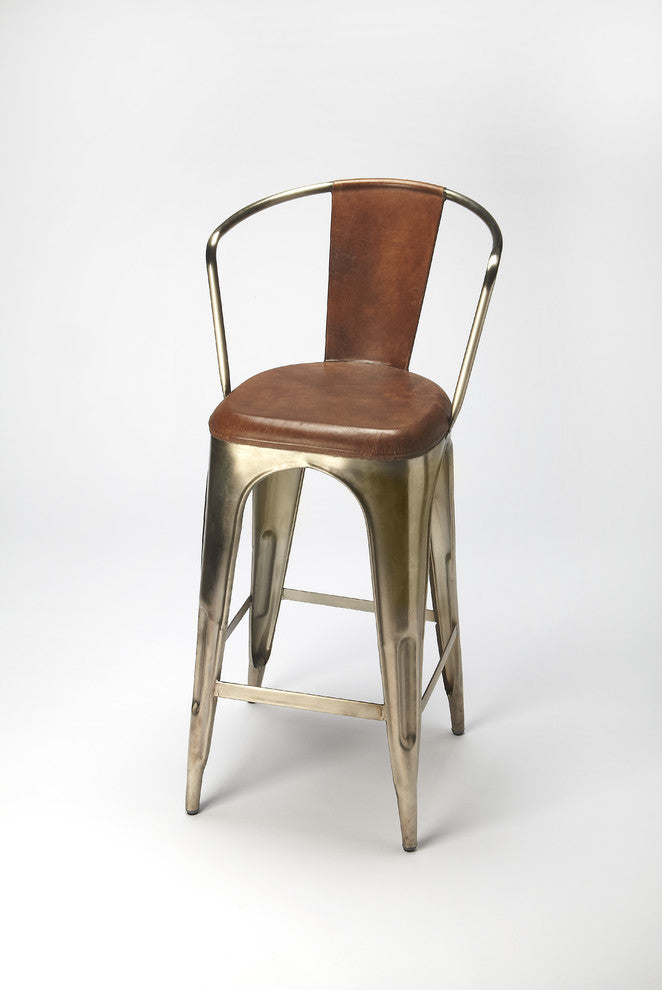 Butler Roland Iron & Leather Barstool