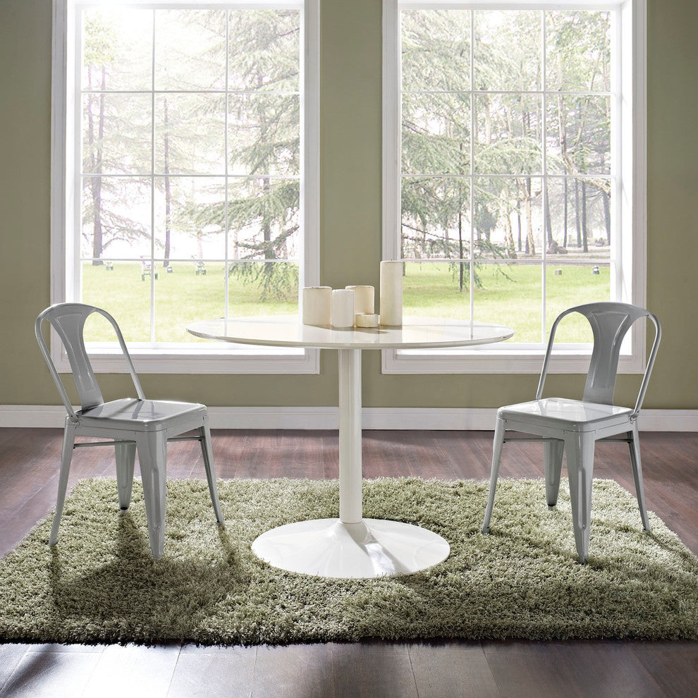 Modern Contemporary Kitchen Metal Dining Side Chair Set of 2 Gray