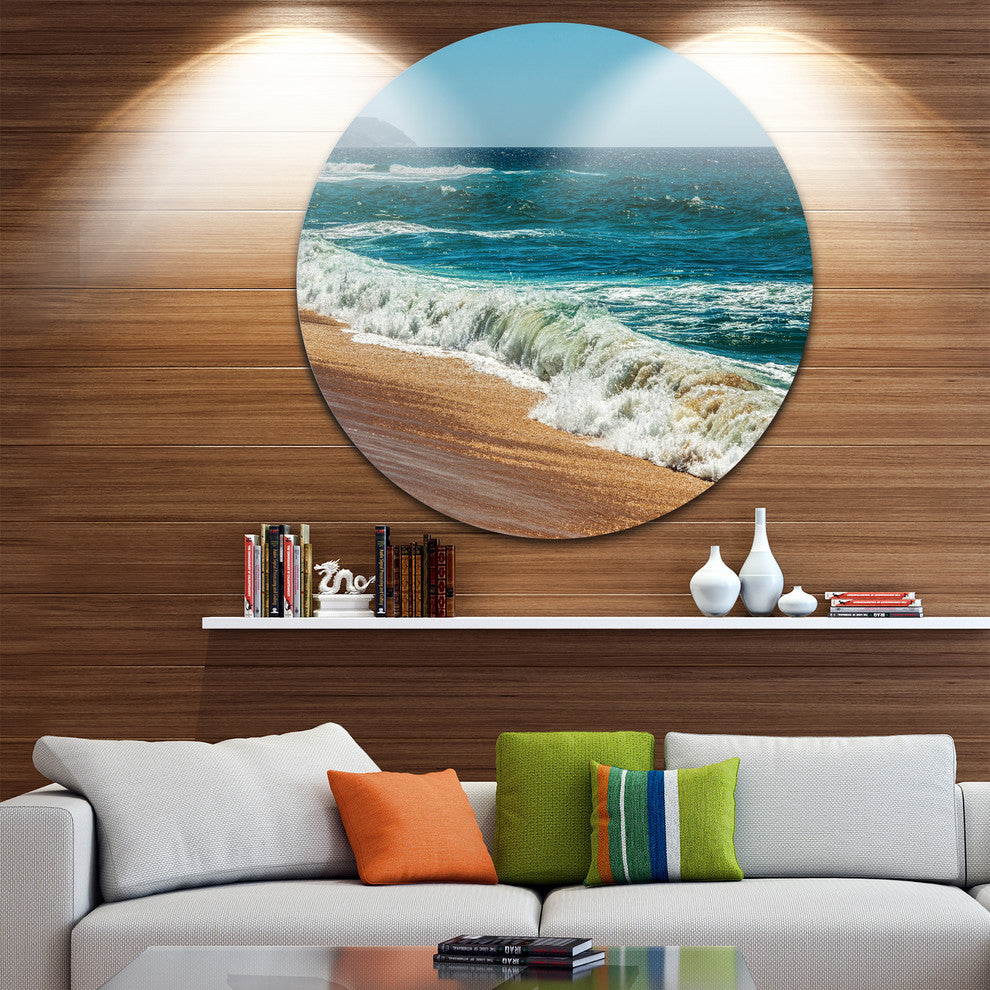 Ideal Blue Atlantic Beach In Summertime, Seascape Round Wall Art, 11"