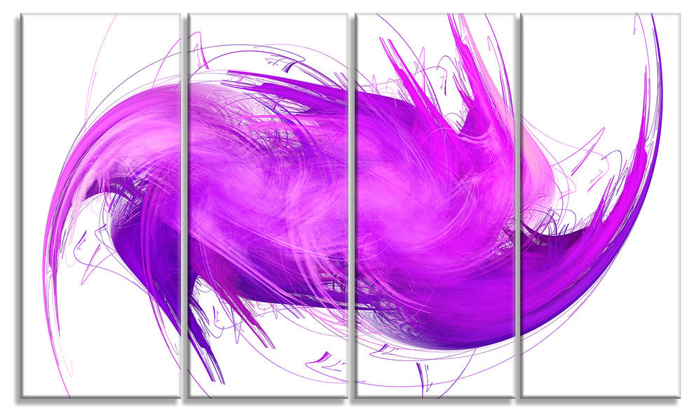 Abstract Purple Fractal Pattern, Abstract Wall Art Canvas, 48"x28", 4 Panels