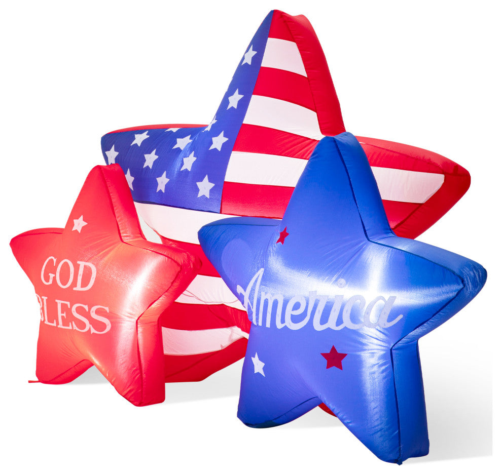 6' Lighted Patriotic Inflatable Stars Decor
