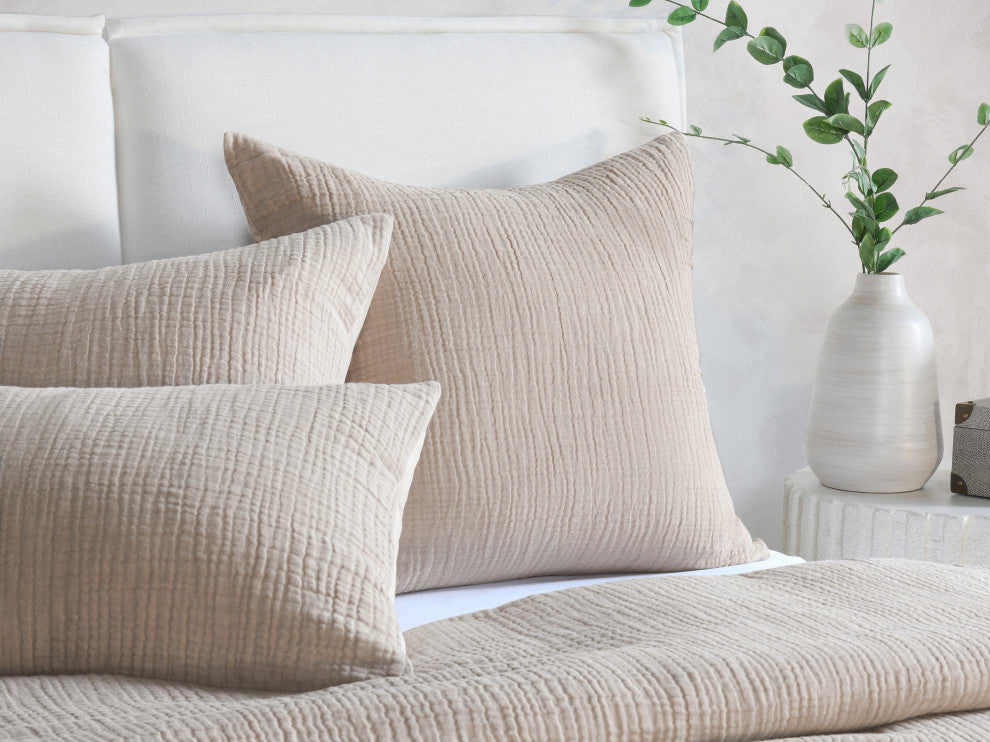 Camille Linen Sham, Natural, Euro Size