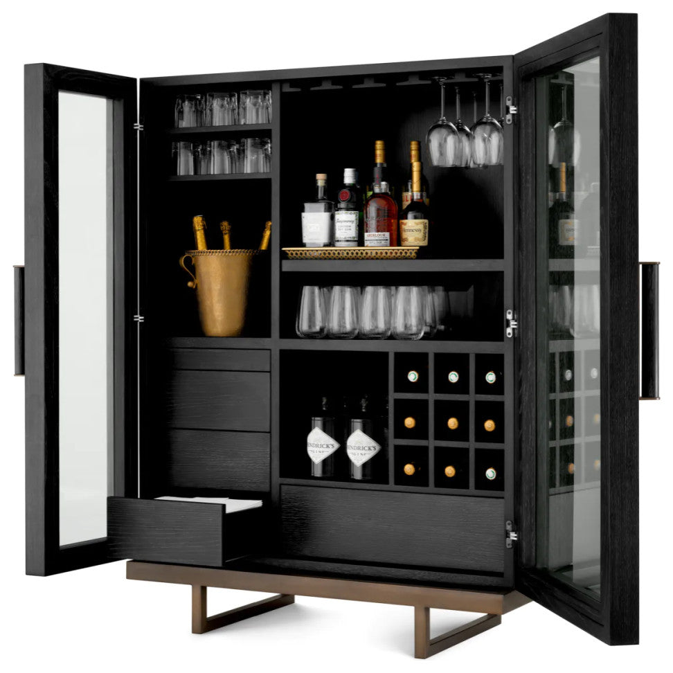 Charcoal Oak Bar Cabinet, Eichholtz Connaught