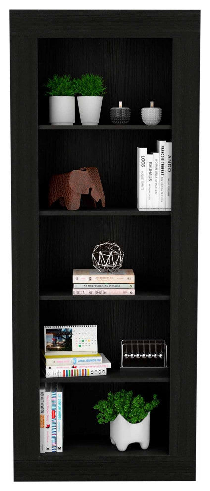 Melbourne Bookcase with 5 Open Shelves and Frame, Black