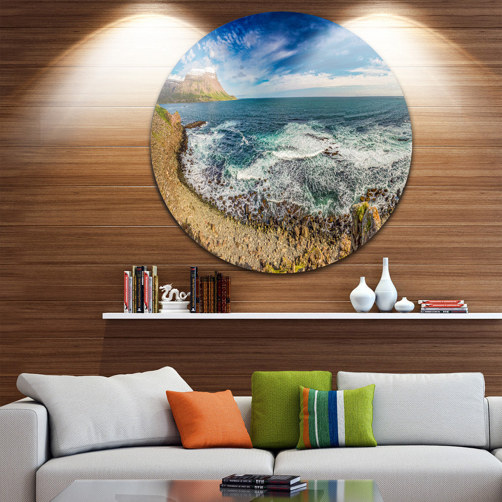 Arctic Sea And Coastline Panorama, Seashore Round Wall Art, 38"
