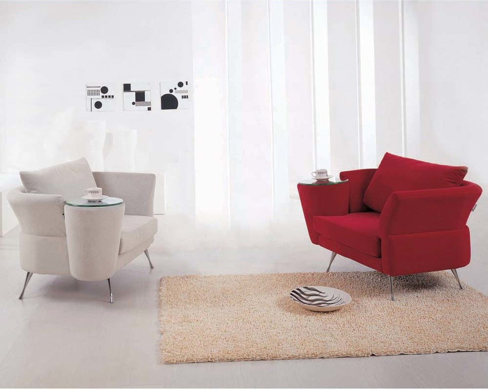 Cafe Unique Chair with Left Side Table - Red Velvet