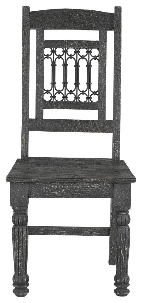 Wiley 7-piece Carved Solid Wood Dining Set, Black