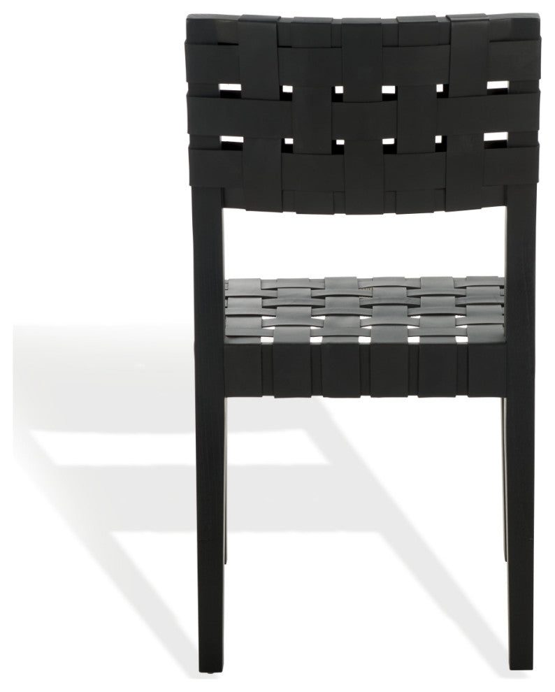 Safavieh Couture Bette Woven Leather Dining Chair, Black