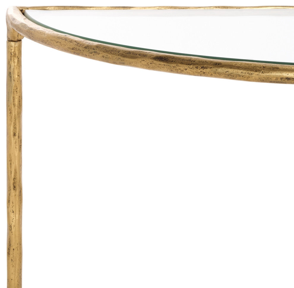 Safavieh Couture Isabellina Half Moon Console, Brass/Clear