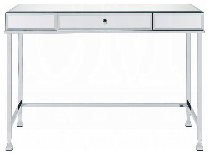 Canine Writing Desk, Mirrored and Chrome Finish