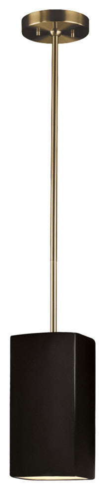 Rectangle Pendant, Carbon Matte Black, Antique Brass, Incandescent