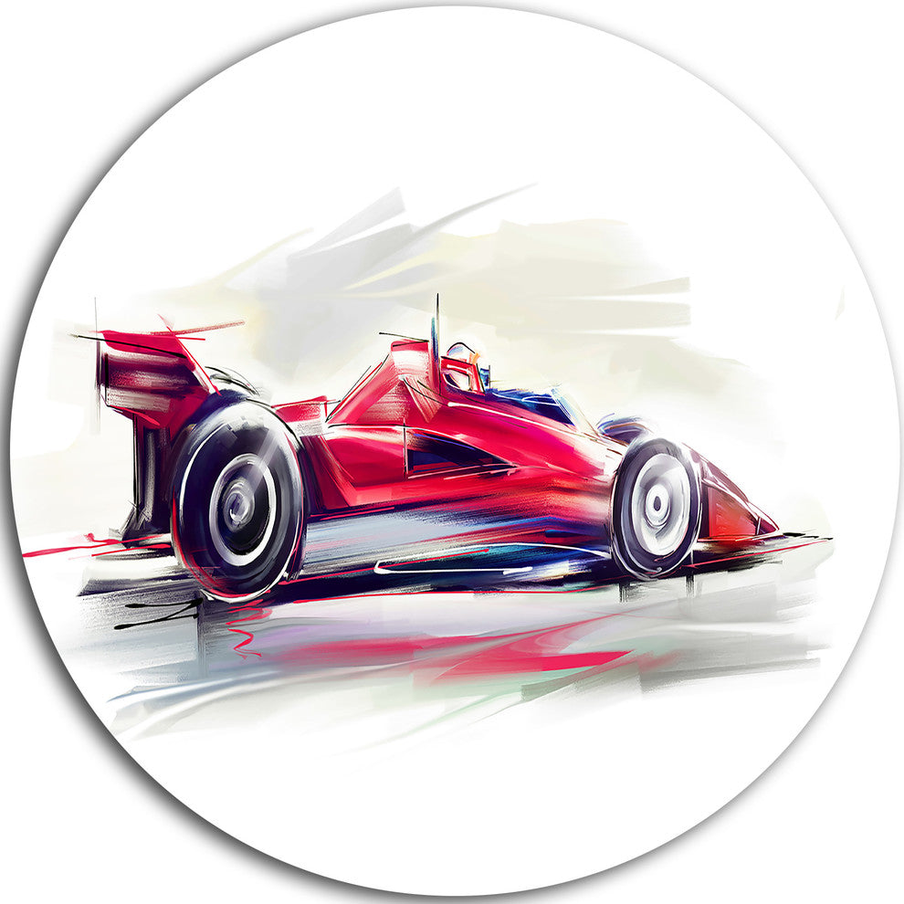 Red Formula One Car, Digital Art Car Disc Metal Wall Art, 11"