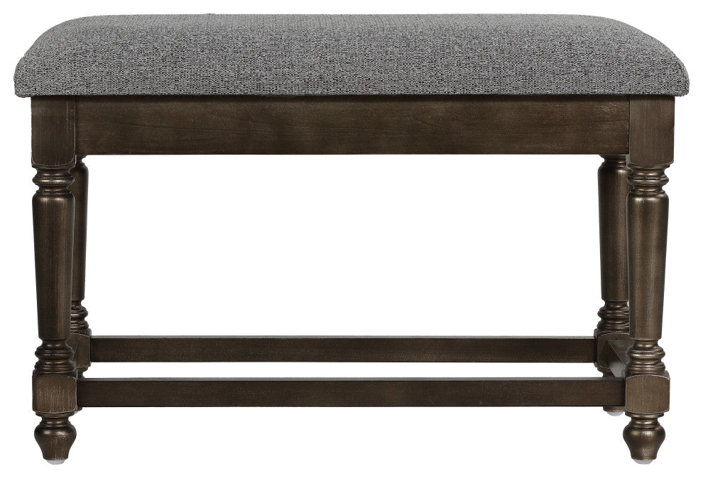 Cortesi Home Enza Bench, Bronze Brown Color With Gray Fabric Cushion