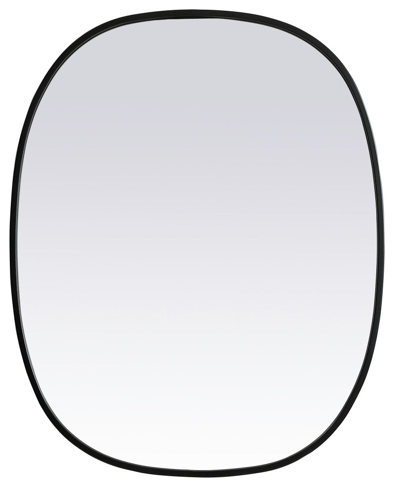 Metal Frame Oval Mirror 24X30 Inch, Black