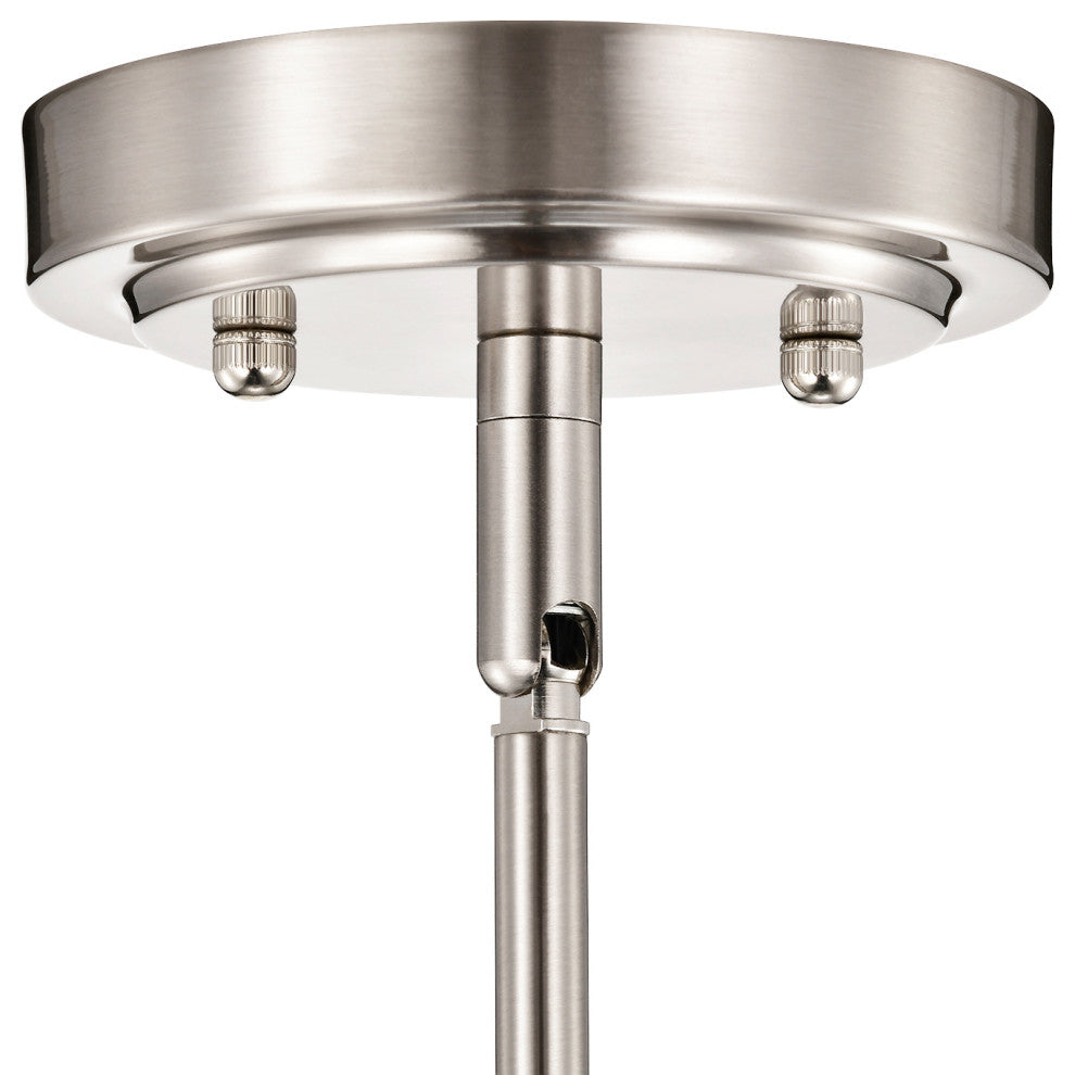 1-Light 10 in. Brushed Nickel Pendant With Globe Shaped Clear Glass Shade