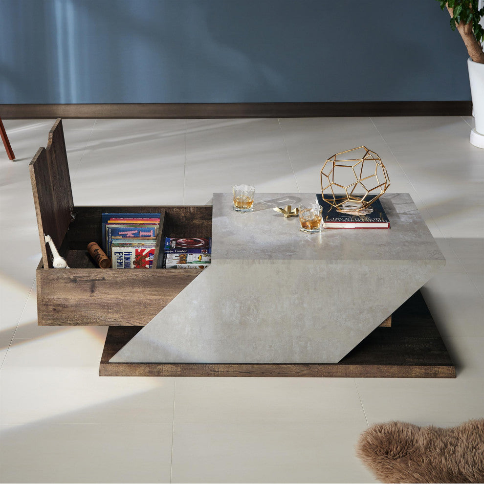 Furniture of America Menster Modern Wood Storage Coffee Table in Reclaimed Oak