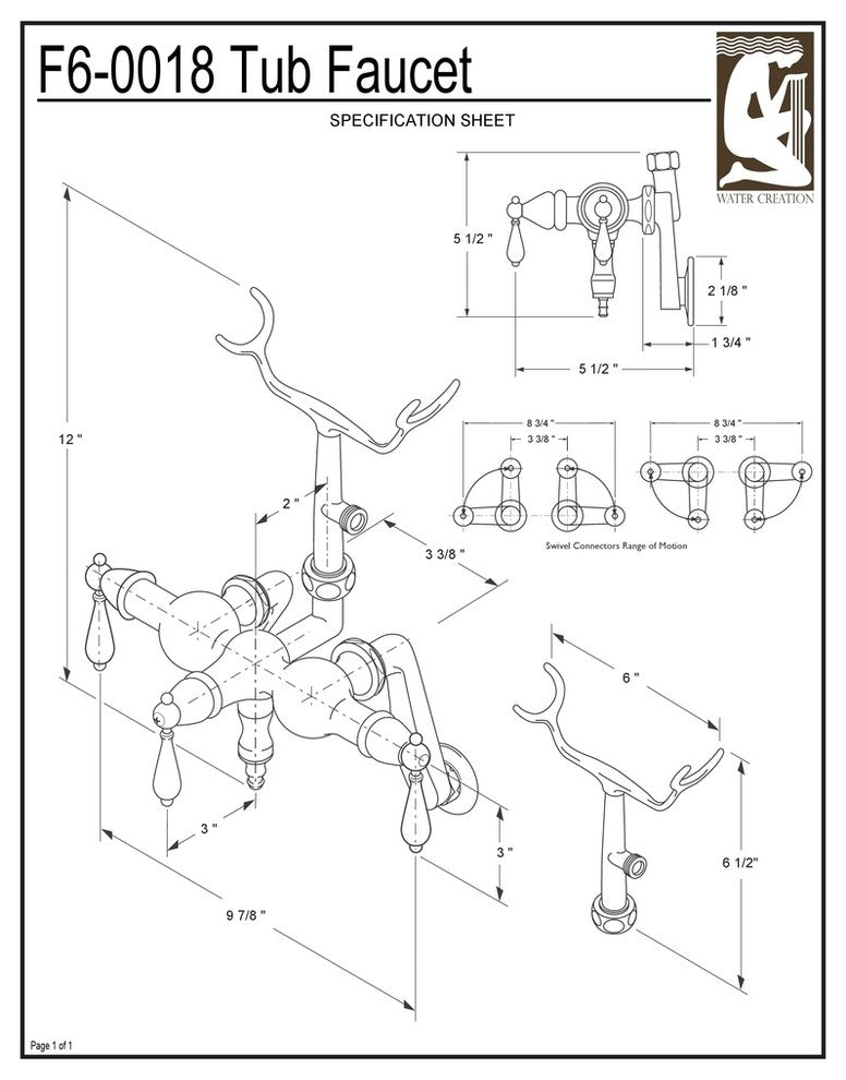 Vintage Classic Wall Mount Tub Faucet With Handshower, Brushed Nickel Finish Wit