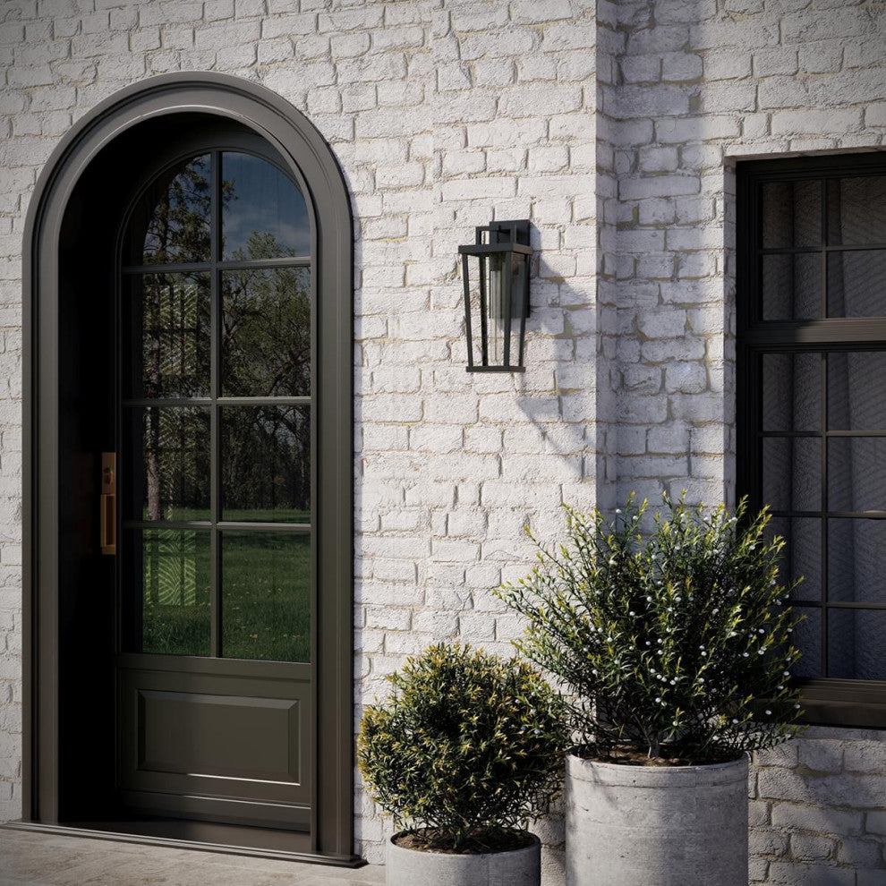 Tryon One-Light Black New Traditional Outdoor Wall Lantern, 7x7x18"