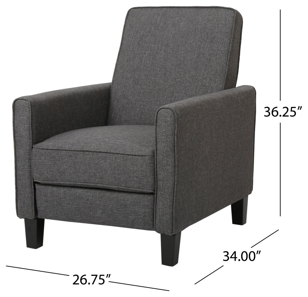 GDF Studio Hinus Indoor Upholstery Club Chair Recliner, Smoky