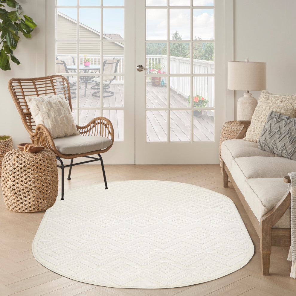 Nourison Versatile 6' x 9' Oval Ivory White Modern Rug