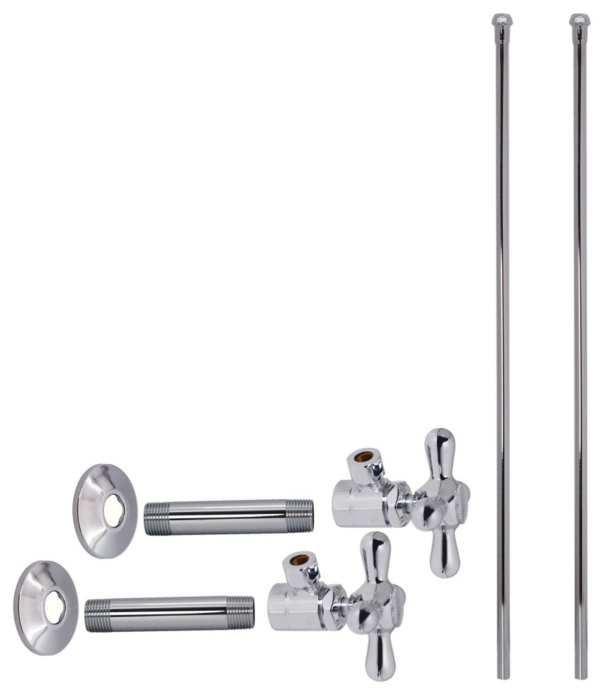 Faucet Kit - 1/2" Ips X 3/8" Od X 20" Bullnose In Satin Nickel, Polished Chrome