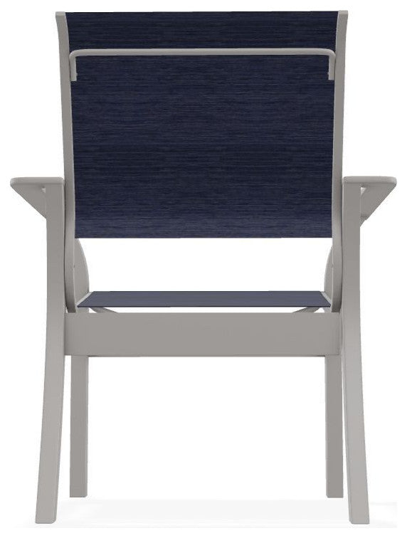 Leeward Sling Stackable Outdoor Dining Chair, Collect Indigo/Warm Gray