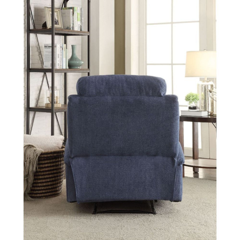 Velvet Upholstered Motion Recliner, Blue Finish