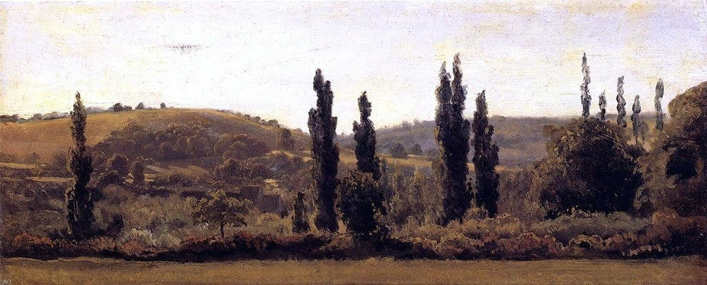 Theodore Rousseau Landscape With Poplars Premium Canvas Print