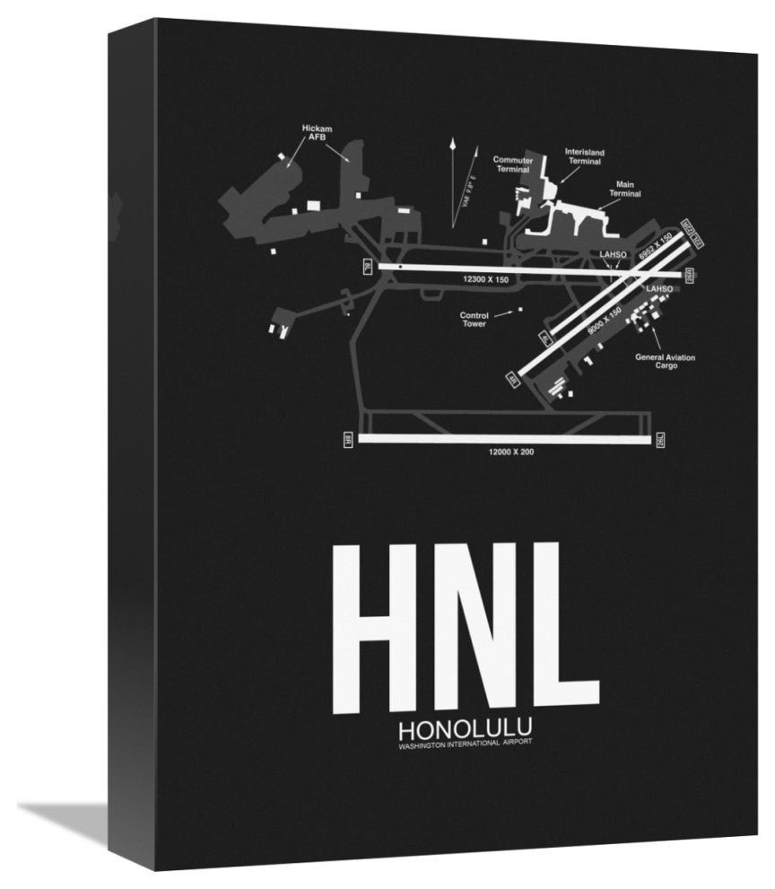 "HNL Honolulu Airport Black" Fine Art Print