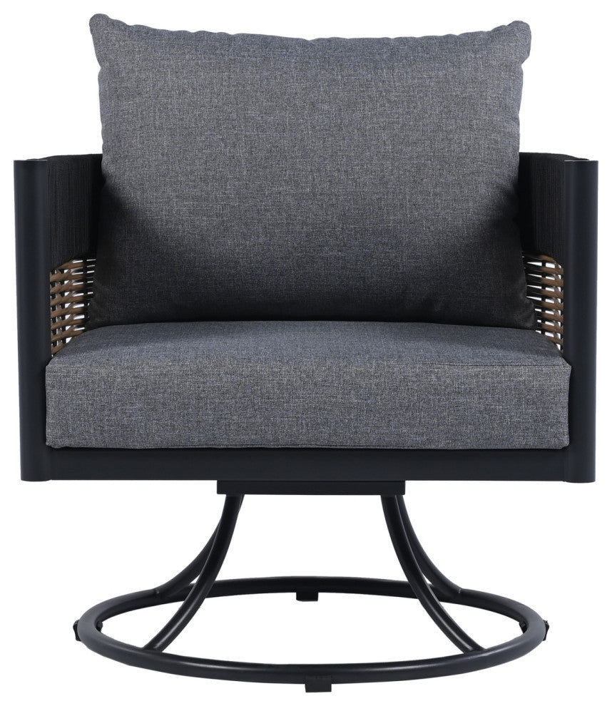 Safavieh Harrison Indoor-Outdoor Swivel Chair, Black/Grey