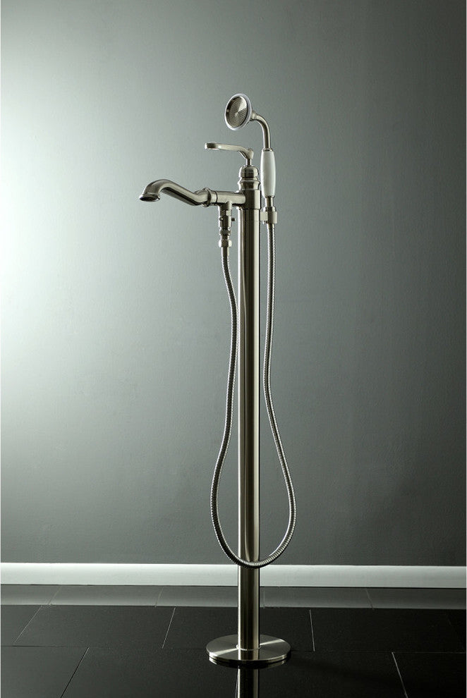 Kingston Brass Freestanding Tub Faucet With Hand Shower, Brushed Nickel