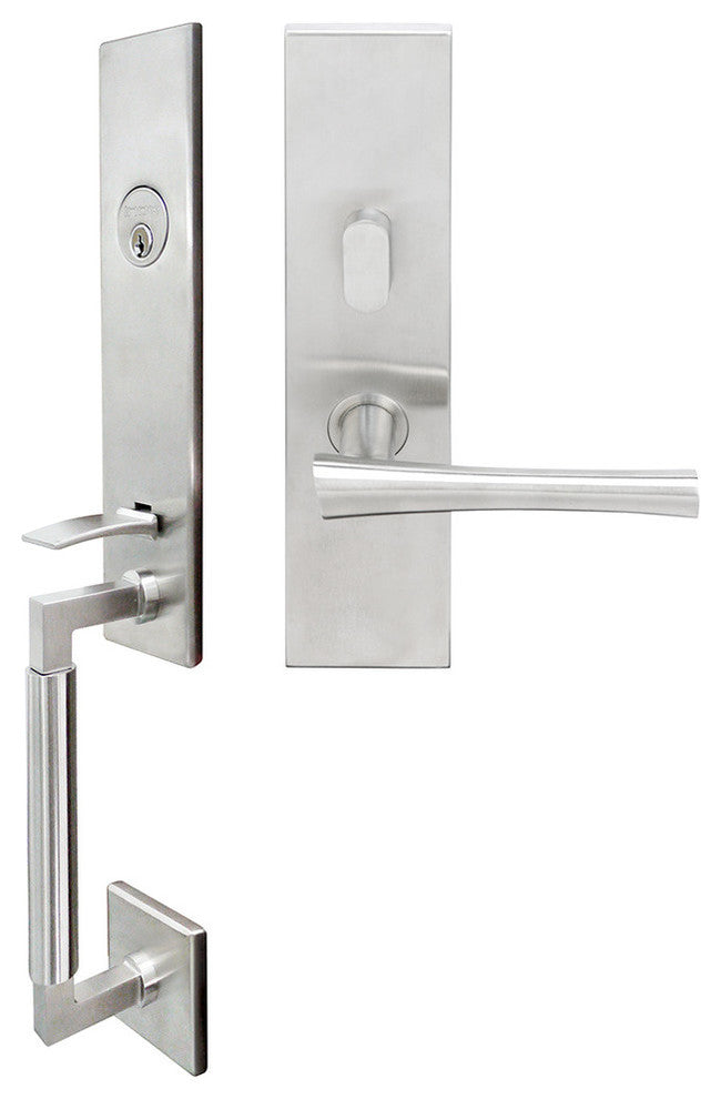 Champagne Lever, Mortise Entry Handleset, RHR, Satin Stainless Steel