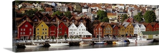 "Bergen Norway" Canvas Art, 36"x12"x1.25"