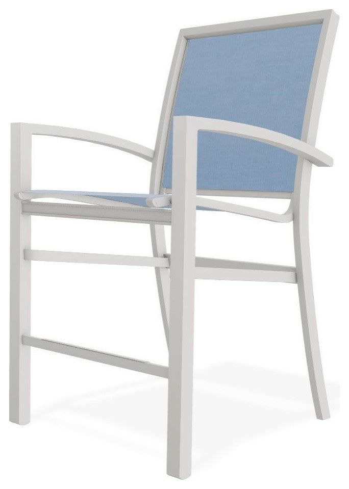 Kendall Sling Balcony Height Stackable Outdoor Stool, Sky/Snow