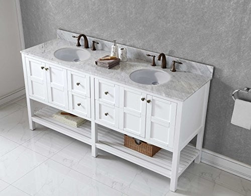 Winterfell 72" Double Bathroom Vanity Set, White With Mirror