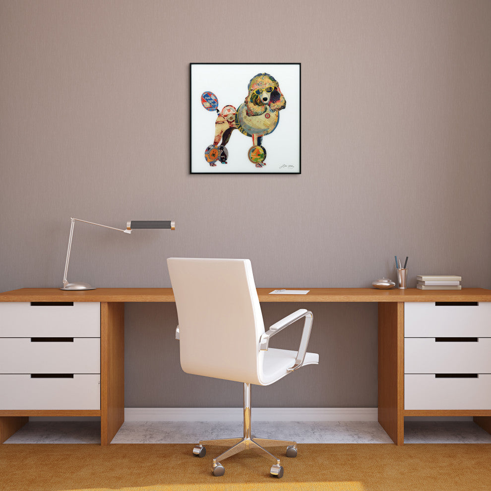 "Poodle" Printed Wall Art With Black Anodized Aluminum Frame